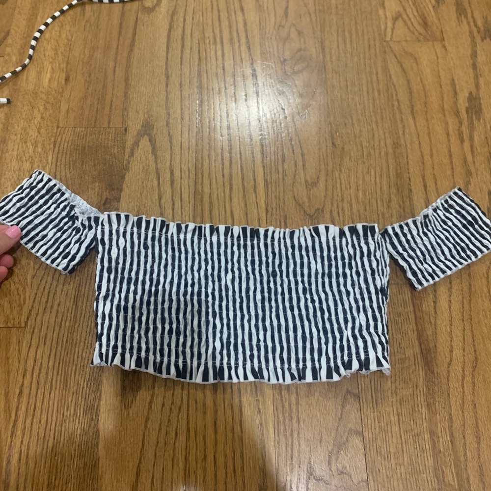 Revolve Tularosa Bikini off the shoulder striped